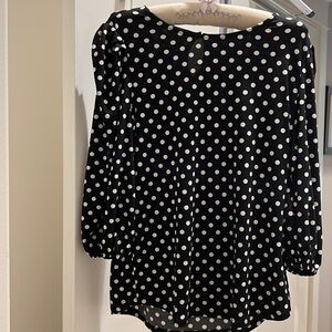Adrianna Papell black white polka dot shell top Large